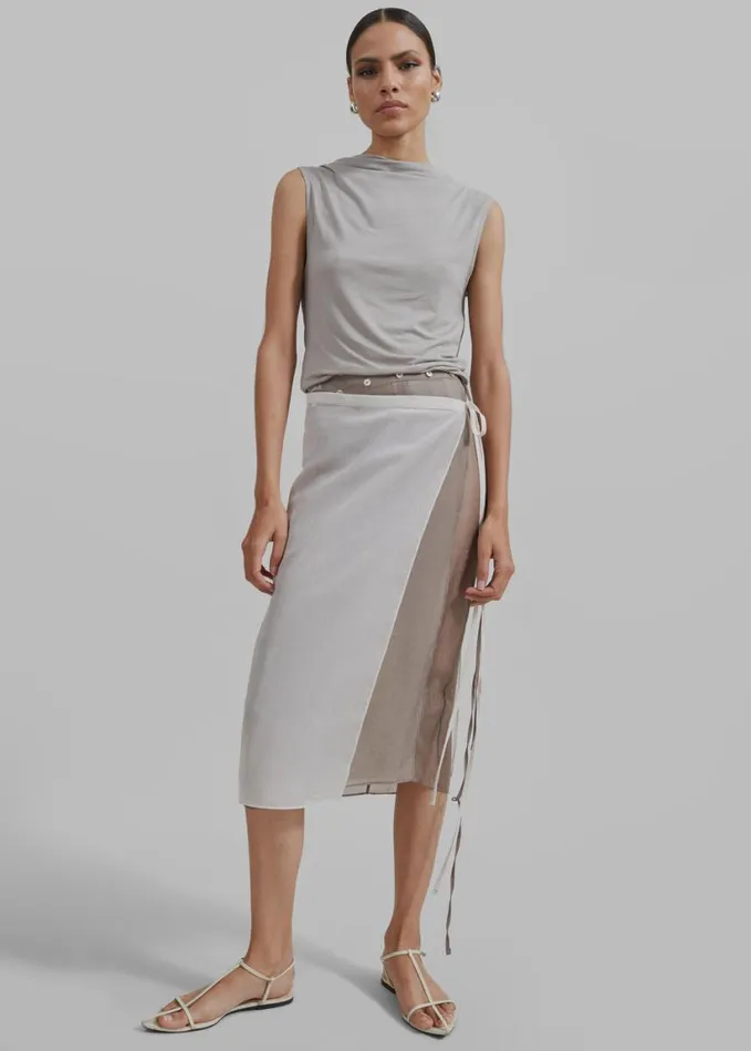 Clothing Women The Frankie Shop Tia Sheer Layered Skirt 8211 Beige