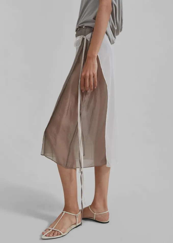 Clothing Women The Frankie Shop Tia Sheer Layered Skirt 8211 Beige