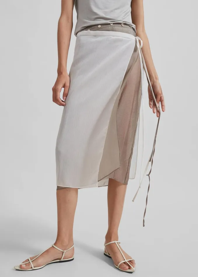 Clothing Women The Frankie Shop Tia Sheer Layered Skirt 8211 Beige