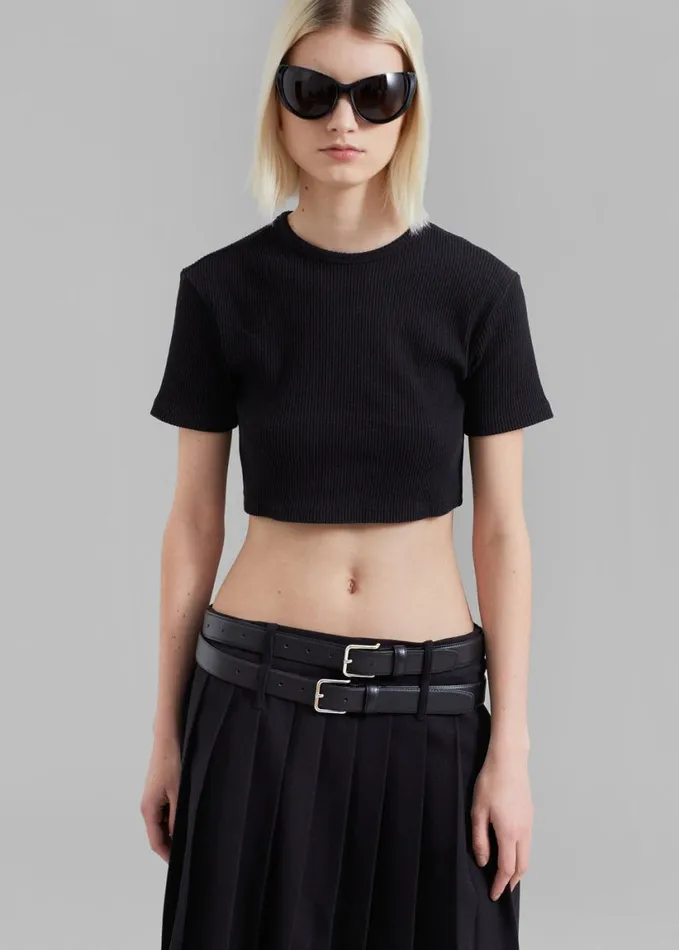 Clothing Women The Frankie Shop Wednesday Belted Pleated Skirt 8211 Black