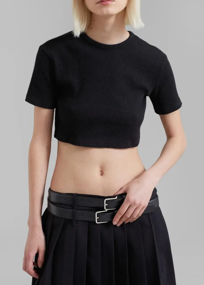 Clothing Women The Frankie Shop Wednesday Belted Pleated Skirt 8211 Black