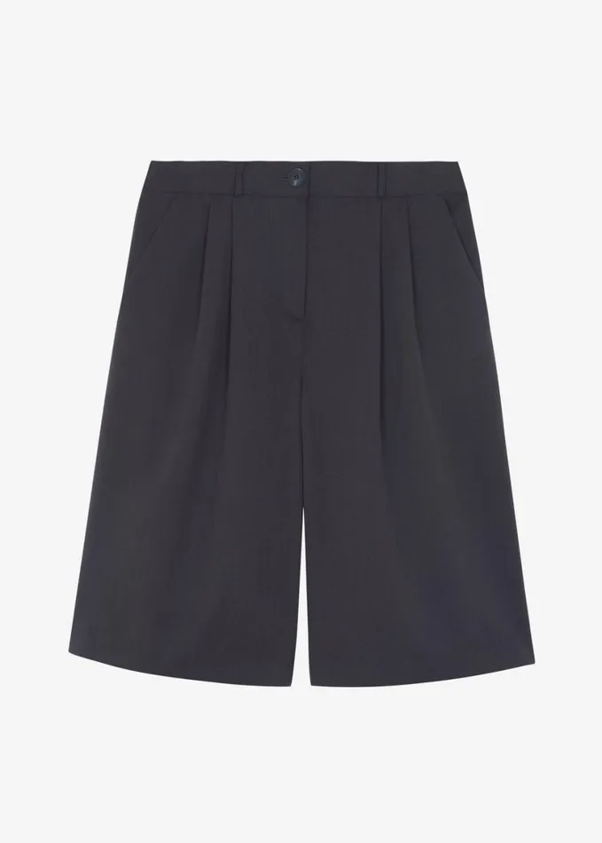 Clothing Women The Frankie Shop Wilma Pleated Bermuda Shorts 8211 Charcoal