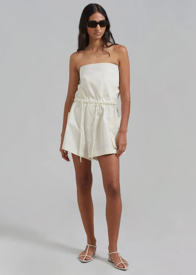 Clothing Women The Frankie Shop Wynn Strapless Romper 8211 Cream