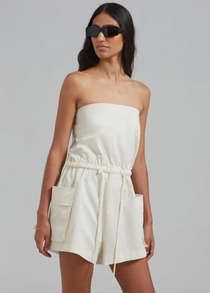 Clothing Women The Frankie Shop Wynn Strapless Romper 8211 Cream
