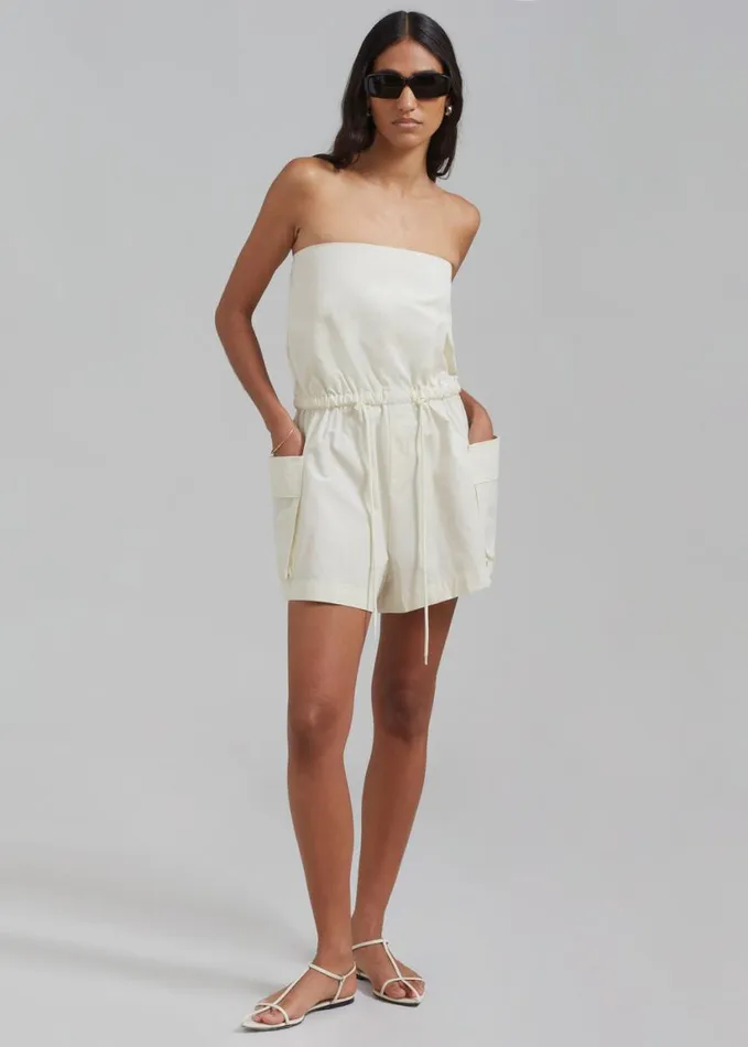 Clothing Women The Frankie Shop Wynn Strapless Romper 8211 Cream