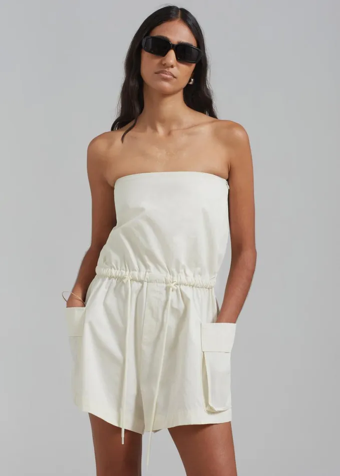 Clothing Women The Frankie Shop Wynn Strapless Romper 8211 Cream