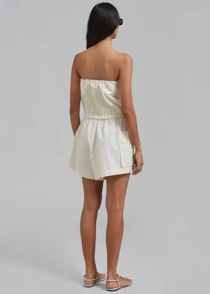 Clothing Women The Frankie Shop Wynn Strapless Romper 8211 Cream