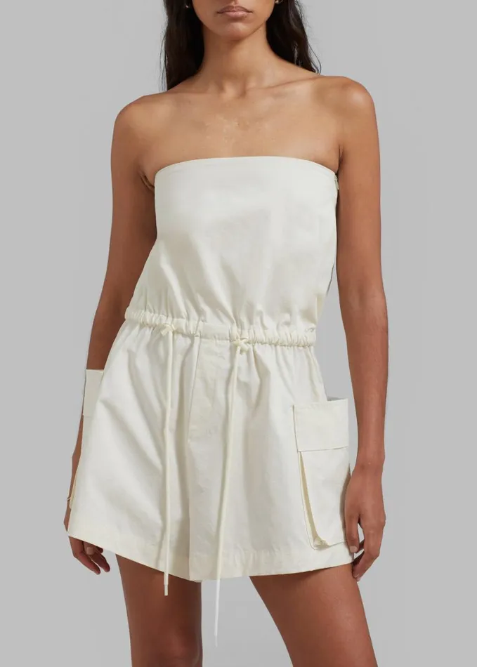 Clothing Women The Frankie Shop Wynn Strapless Romper 8211 Cream