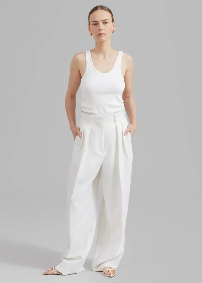 Clothing Women The Frankie Shop Zia Pintuck Trousers 8211 White