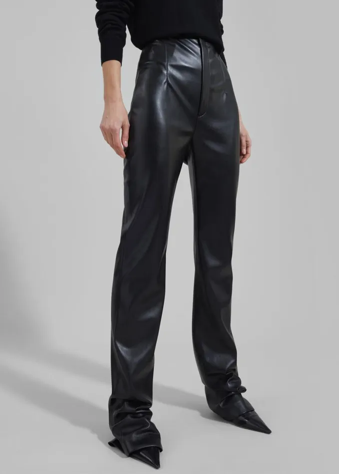 Clothing Women The Frankie Shop Ziggy Long Leather Pants 8211 Black