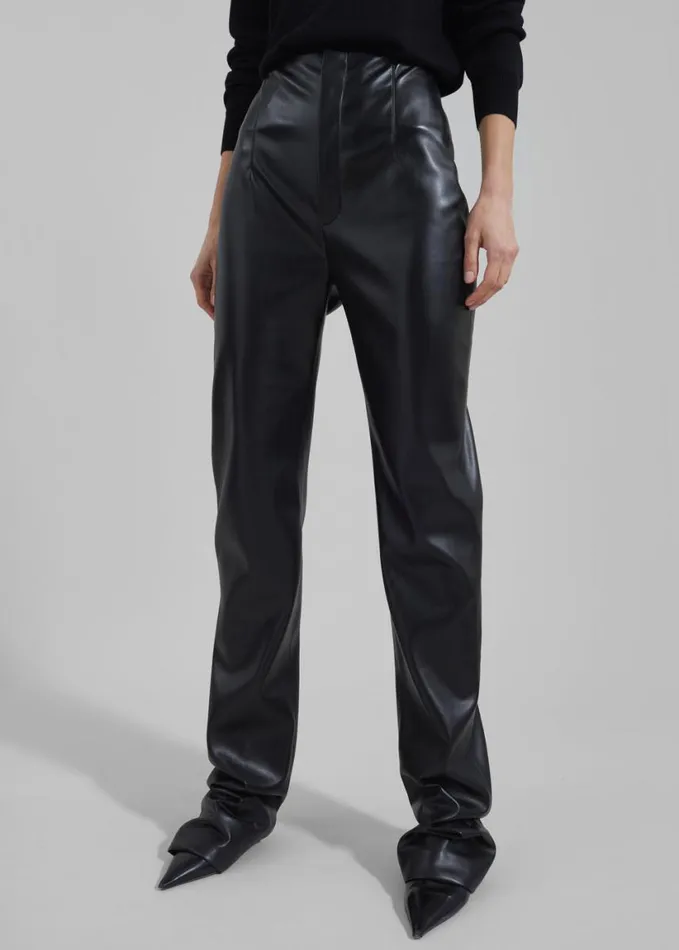 Clothing Women The Frankie Shop Ziggy Long Leather Pants 8211 Black