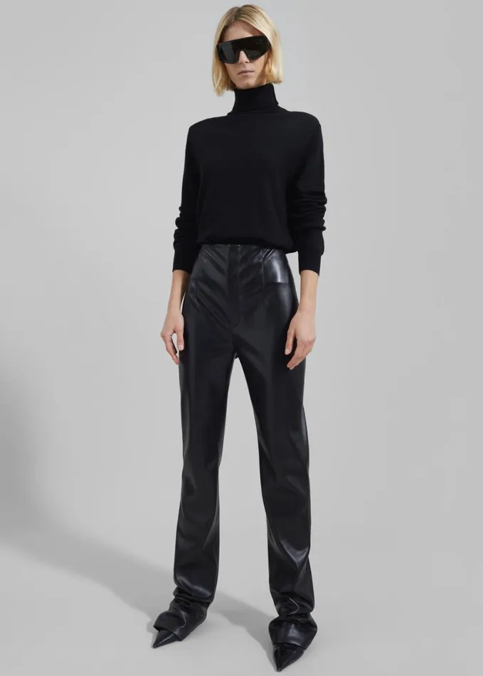 Clothing Women The Frankie Shop Ziggy Long Leather Pants 8211 Black