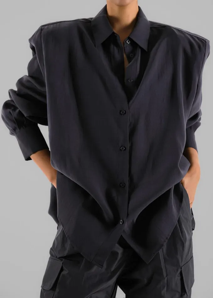 Clothing Women The Frankie Shop Zoula Padded Shirt 8211 Charcoal