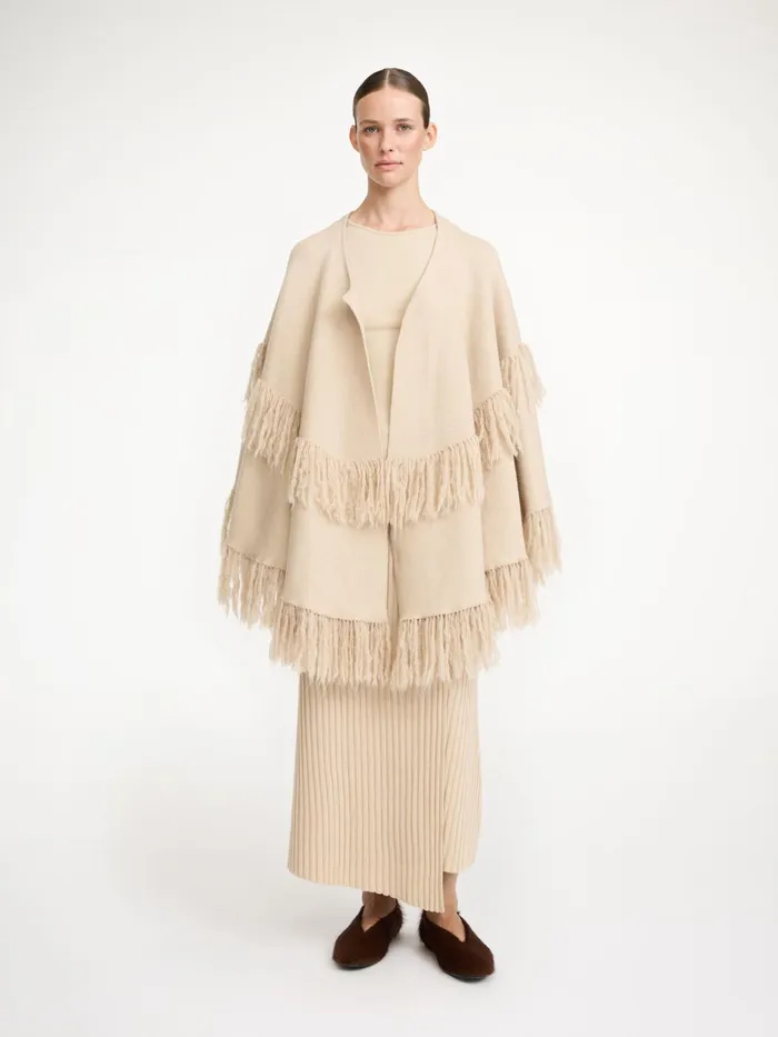 Coats and Jackets Women By Malene Birger Dixi Wool Poncho Old Beige
