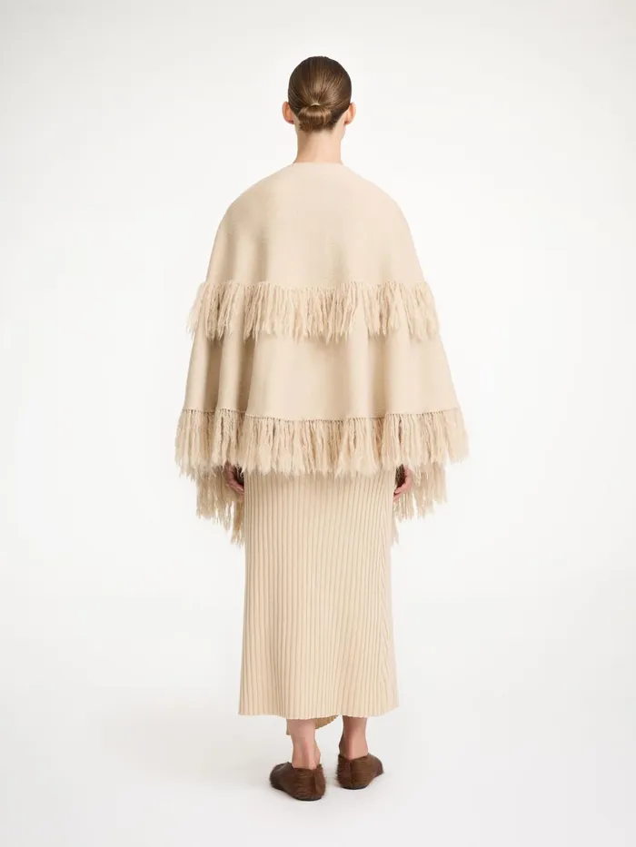 Coats and Jackets Women By Malene Birger Dixi Wool Poncho Old Beige