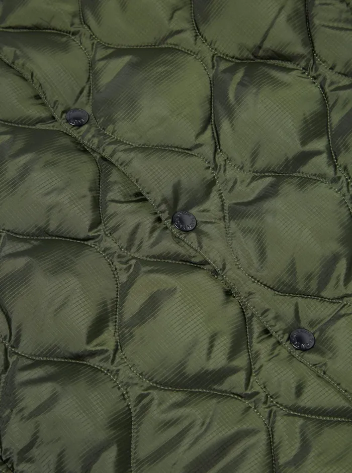 Coats and Outerwear Men Universal Works Taion By FCe Packable Inner Down Jacket In Olive Nylon RipstopDuck Down