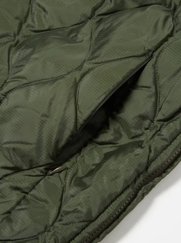 Coats and Outerwear Men Universal Works Taion By FCe Packable Inner Down Jacket In Olive Nylon RipstopDuck Down