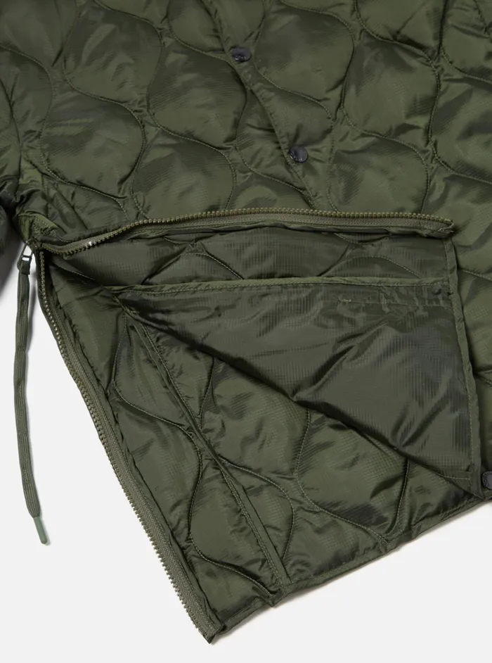 Coats and Outerwear Men Universal Works Taion By FCe Packable Inner Down Jacket In Olive Nylon RipstopDuck Down