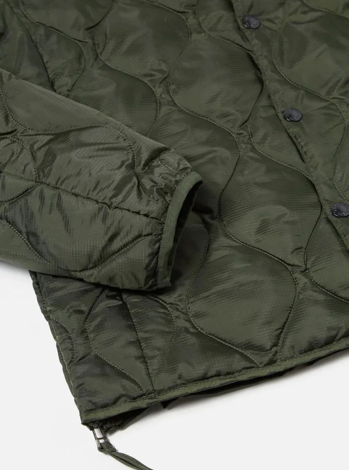 Coats and Outerwear Men Universal Works Taion By FCe Packable Inner Down Jacket In Olive Nylon RipstopDuck Down