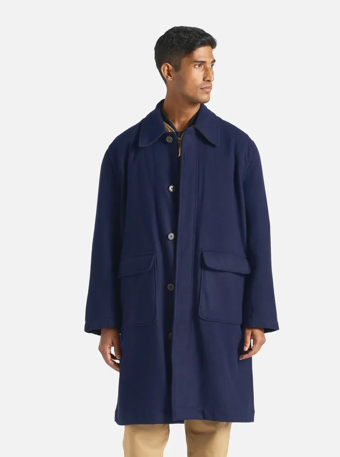 Coats and Outerwear Men Universal Works Universal Works Account Coat In Navy Melton