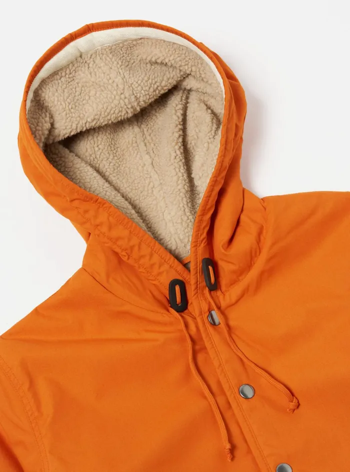 Coats and Outerwear Men Universal Works Universal Works Reversible Simple Hooded Jacket In OrangeSand Recycled PolytechSherpa