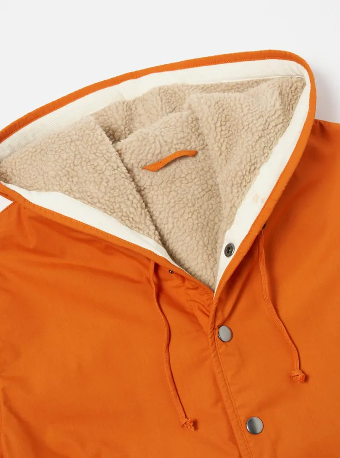 Coats and Outerwear Men Universal Works Universal Works Reversible Simple Hooded Jacket In OrangeSand Recycled PolytechSherpa