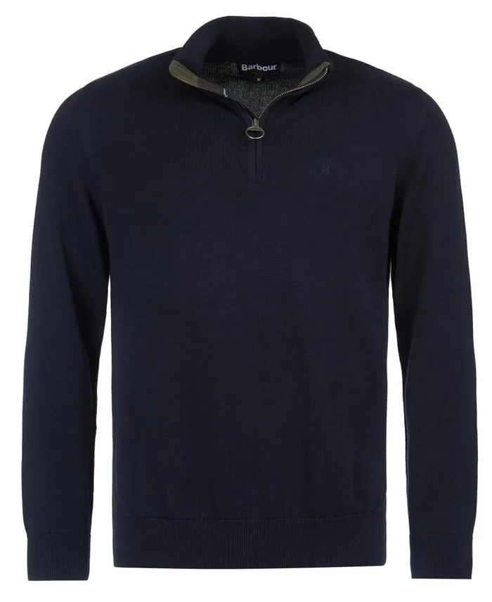 Cotton Half Zip Grey Marl Men Barbour Jumpers