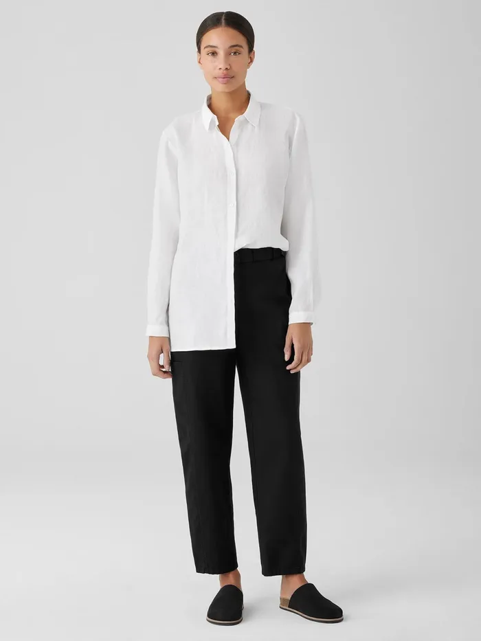 Cotton Hemp Stretch Lantern Pant Black Women Eileen Fisher Jackets Coats and Vests