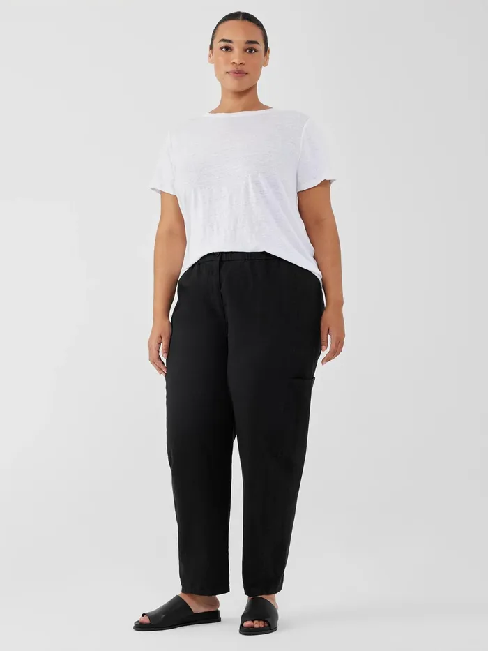 Cotton Hemp Stretch Lantern Pant Black Women Eileen Fisher Jackets Coats and Vests