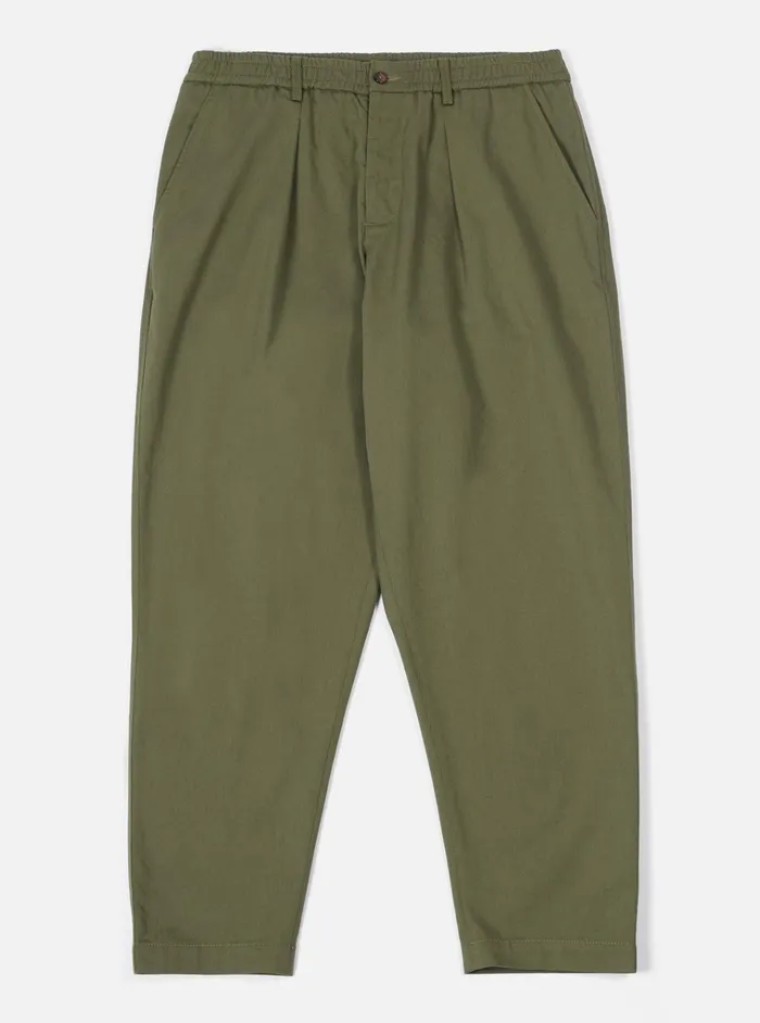Cotton Twill Men Universal Works Universal Works Pleated Track Pant In Light Olive Twill Cotton Twill Men Universal Works Universal Works Pleated Track Pant In Light Olive Twill