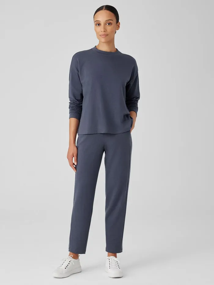 Cozy Brushed Terry Hug Crew Neck Top Ocean Women Eileen Fisher Tops and Tees