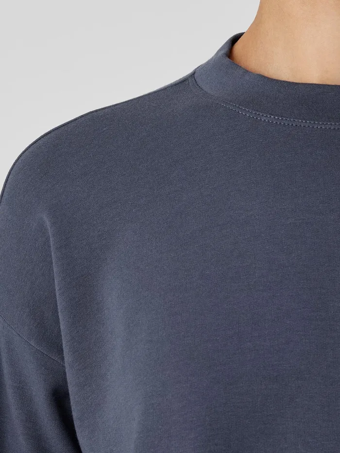 Cozy Brushed Terry Hug Crew Neck Top Ocean Women Eileen Fisher Tops and Tees