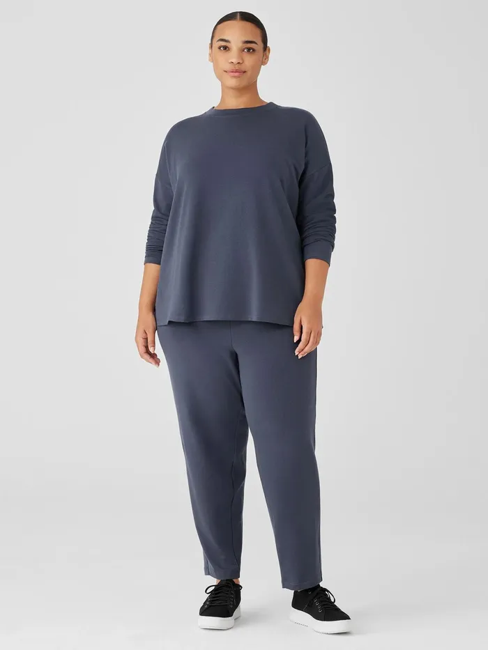 Cozy Brushed Terry Hug Crew Neck Top Ocean Women Eileen Fisher Tops and Tees