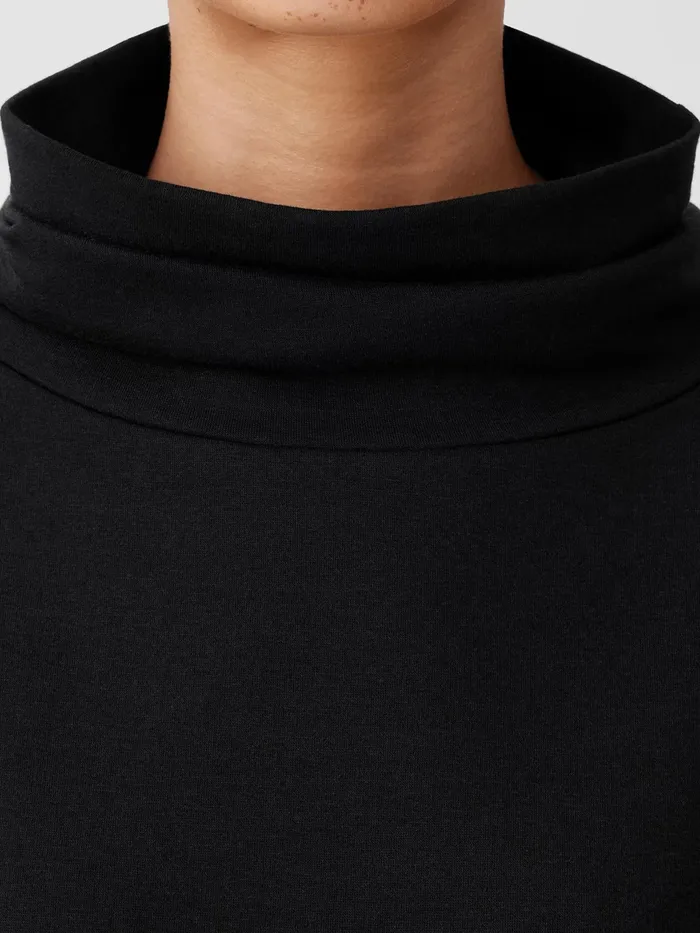Cozy Brushed Terry Hug Funnel Neck Top Black Women Eileen Fisher Tops and Tees