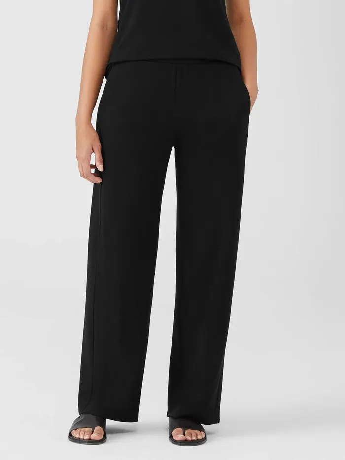 Cozy Brushed Terry Hug Straight Pant Black Women Eileen Fisher Pants Shorts and Jumpsuits