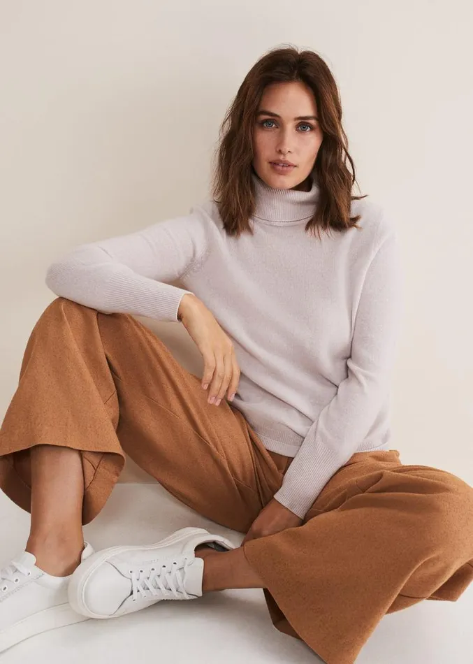 Cressida Wool Cashmere Roll Neck Neutral Women Phase Eight Knitwear