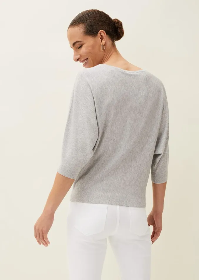 Cristine Batwing Fine Knit Jumper Grey Marl Women Phase Eight Knitwear