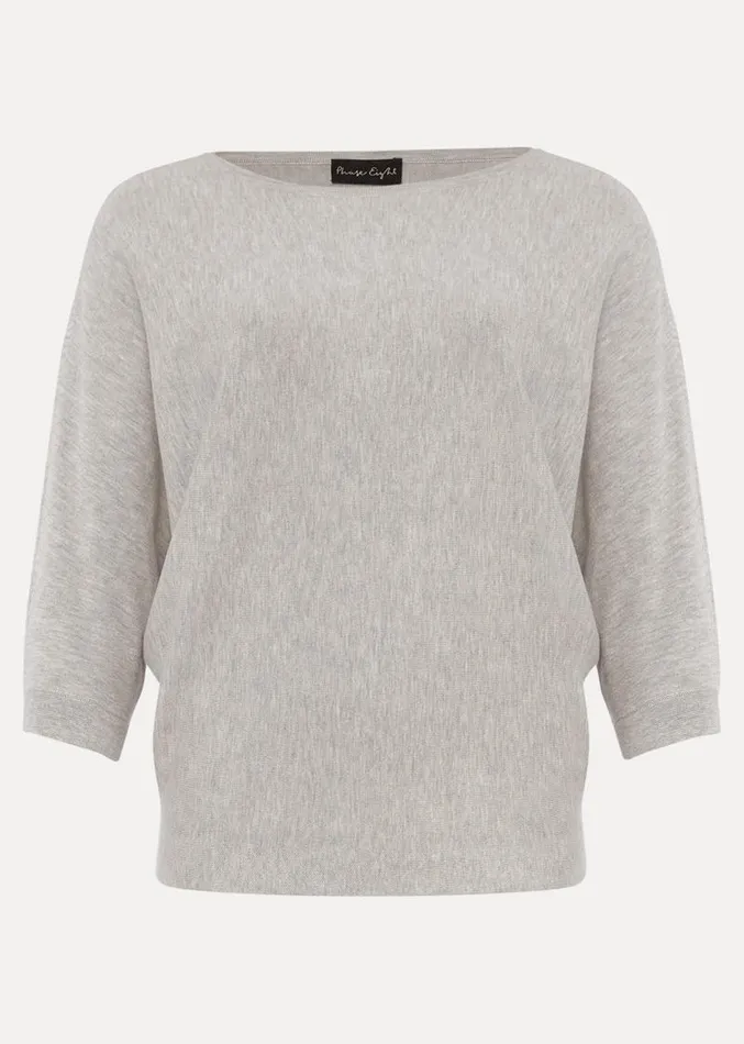 Cristine Batwing Fine Knit Jumper Grey Marl Women Phase Eight Knitwear