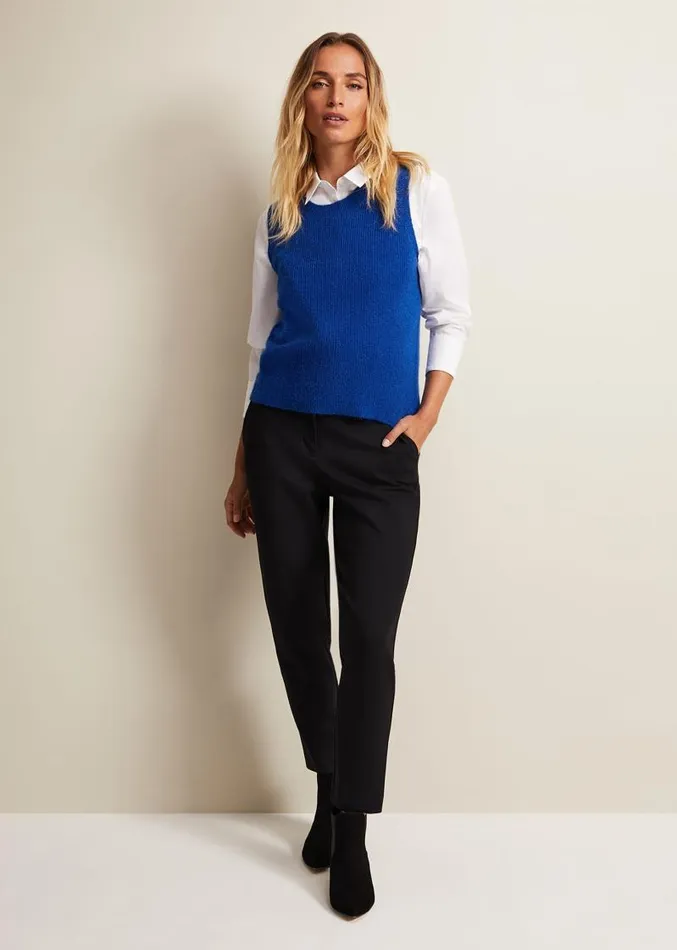 Daniella Mohair Knitted Tank Blue Women Phase Eight Knitwear