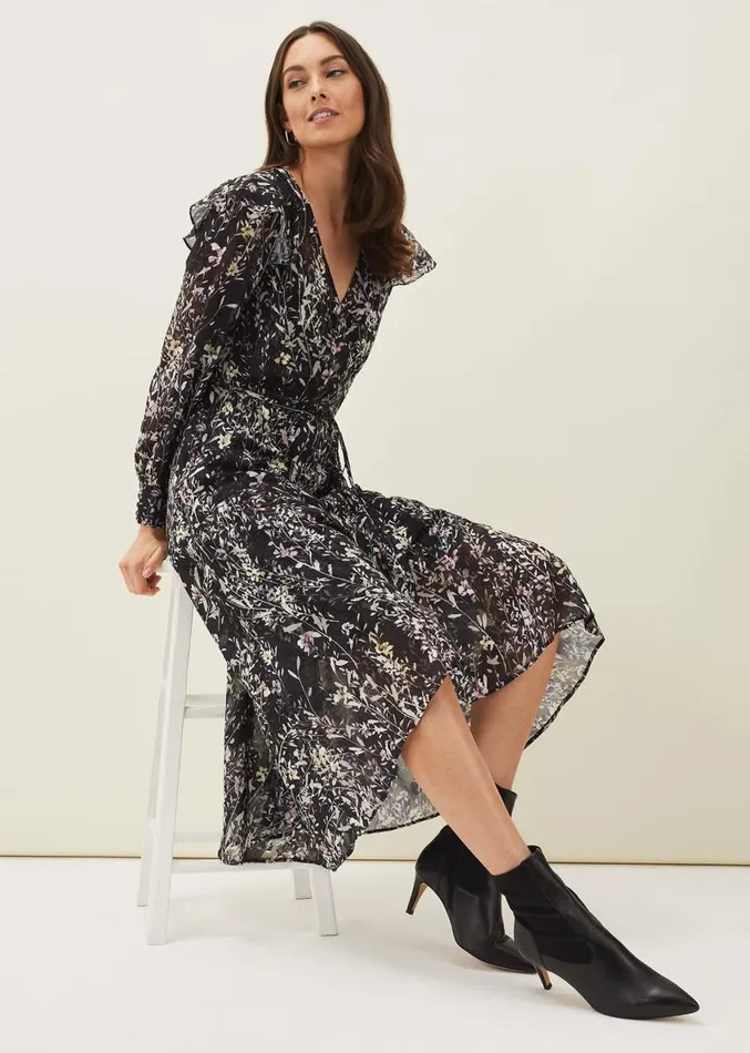 Daphne Floral Wrap Dress Blackmulti Women Phase Eight Dresses