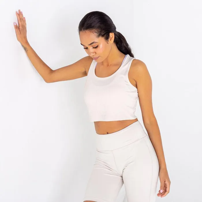 Dare 2b Lounge About Crop Top Barley White Women Gym Tops