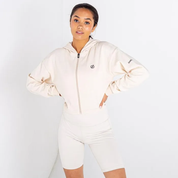 Dare 2b Lounge About Cropped Hoodie Barley White Marl Women Hoodies and Sweatshirts