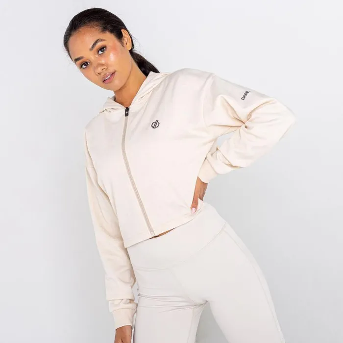 Dare 2b Lounge About Cropped Hoodie Barley White Marl Women Hoodies and Sweatshirts