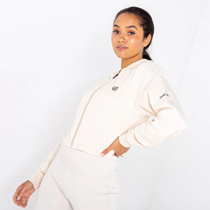 Dare 2b Lounge About Cropped Hoodie Barley White Marl Women Hoodies and Sweatshirts