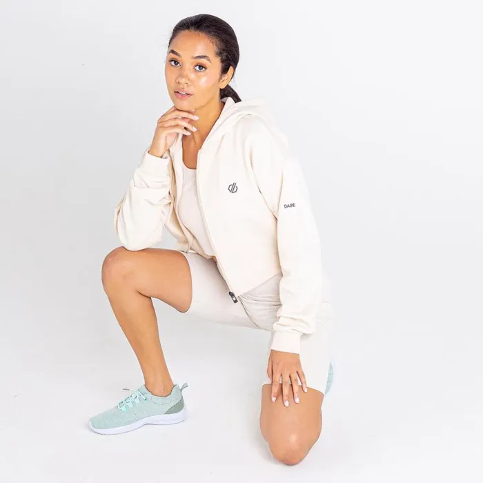 Dare 2b Lounge About Cropped Hoodie Barley White Marl Women Hoodies and Sweatshirts