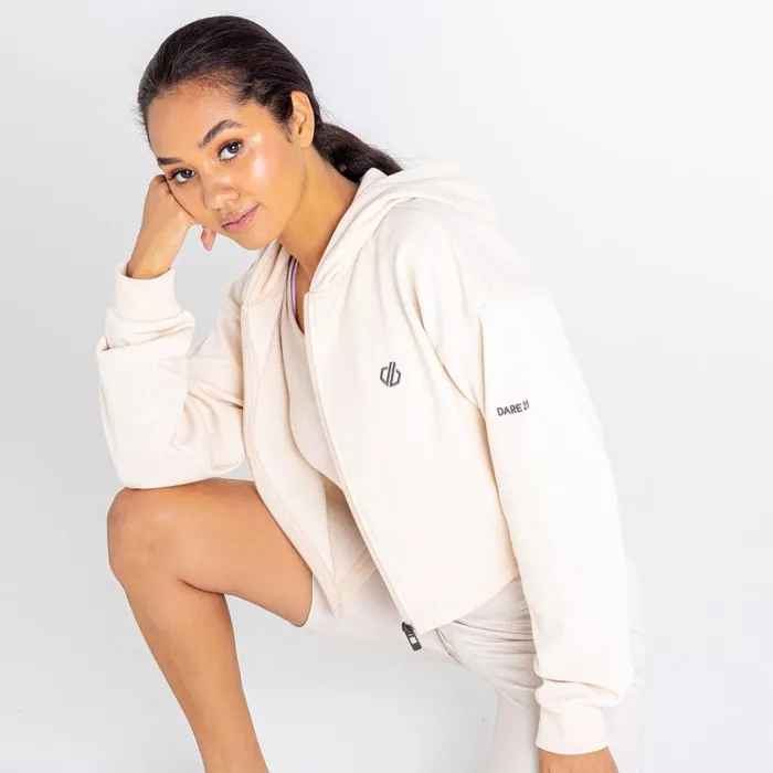 Dare 2b Lounge About Cropped Hoodie Barley White Marl Women Hoodies and Sweatshirts