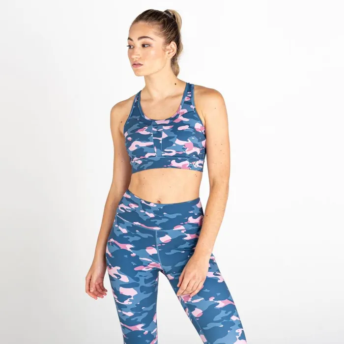 Dare 2b Mantra Recycled Sports Bra Powder Pink Camo Women Low Impact