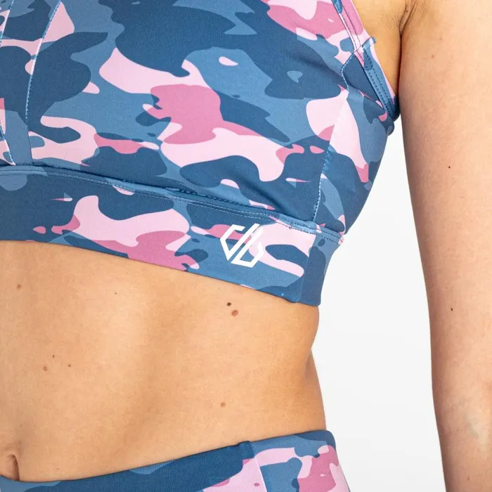 Dare 2b Mantra Recycled Sports Bra Powder Pink Camo Women Low Impact