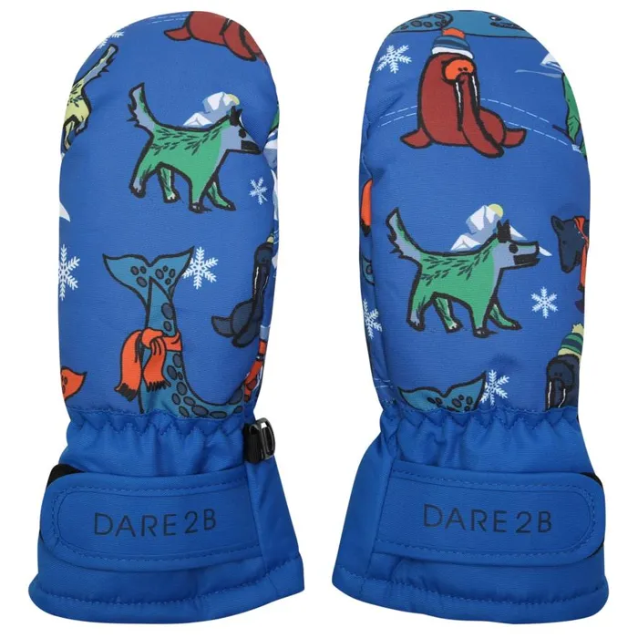 Dare 2b Snowplay Mitt Blue Artic Print Kids Ski Accessories