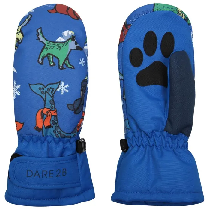 Dare 2b Snowplay Mitt Blue Artic Print Kids Ski Accessories